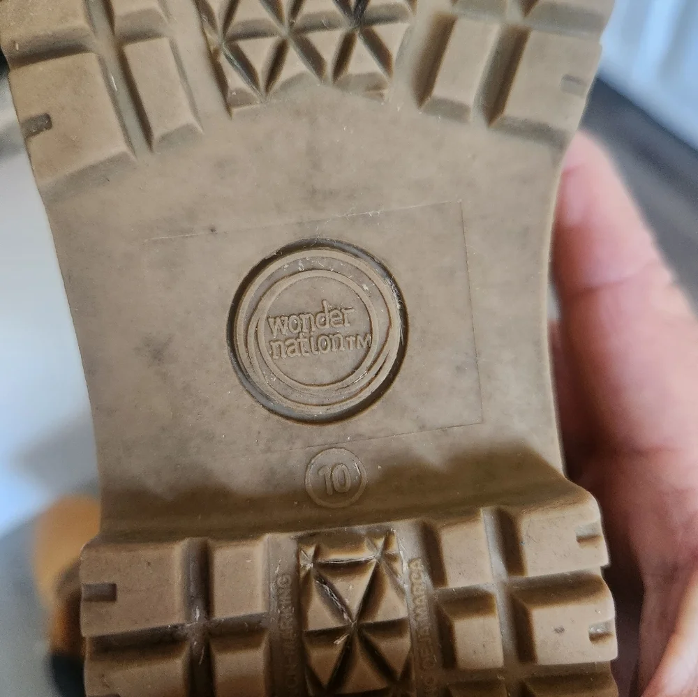 Wonder Nation Kids Tan Boots with Black Laces And Velcro